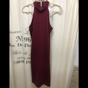 Burgundy red midi dress